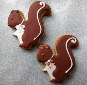 Eichhörnchen Kekse mit Zuckerguss verziert