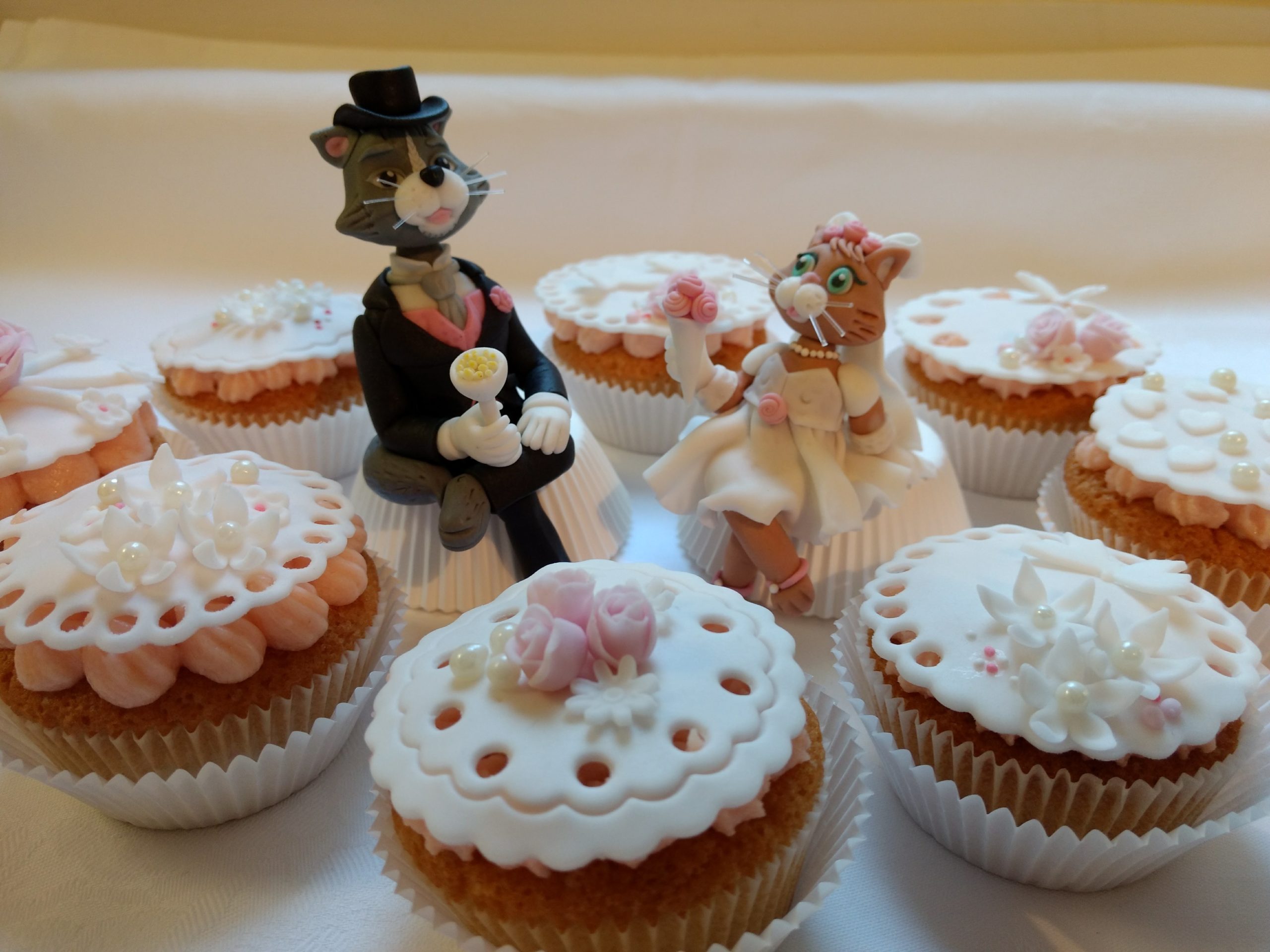 Torten- oder Cupcak-Dekoration Katzen Brautpaar Hochzeitstorte Fondant