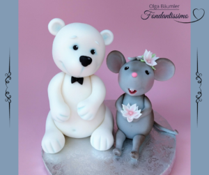 Eisbär und Maus Brautpaar für Hochzeitstorte