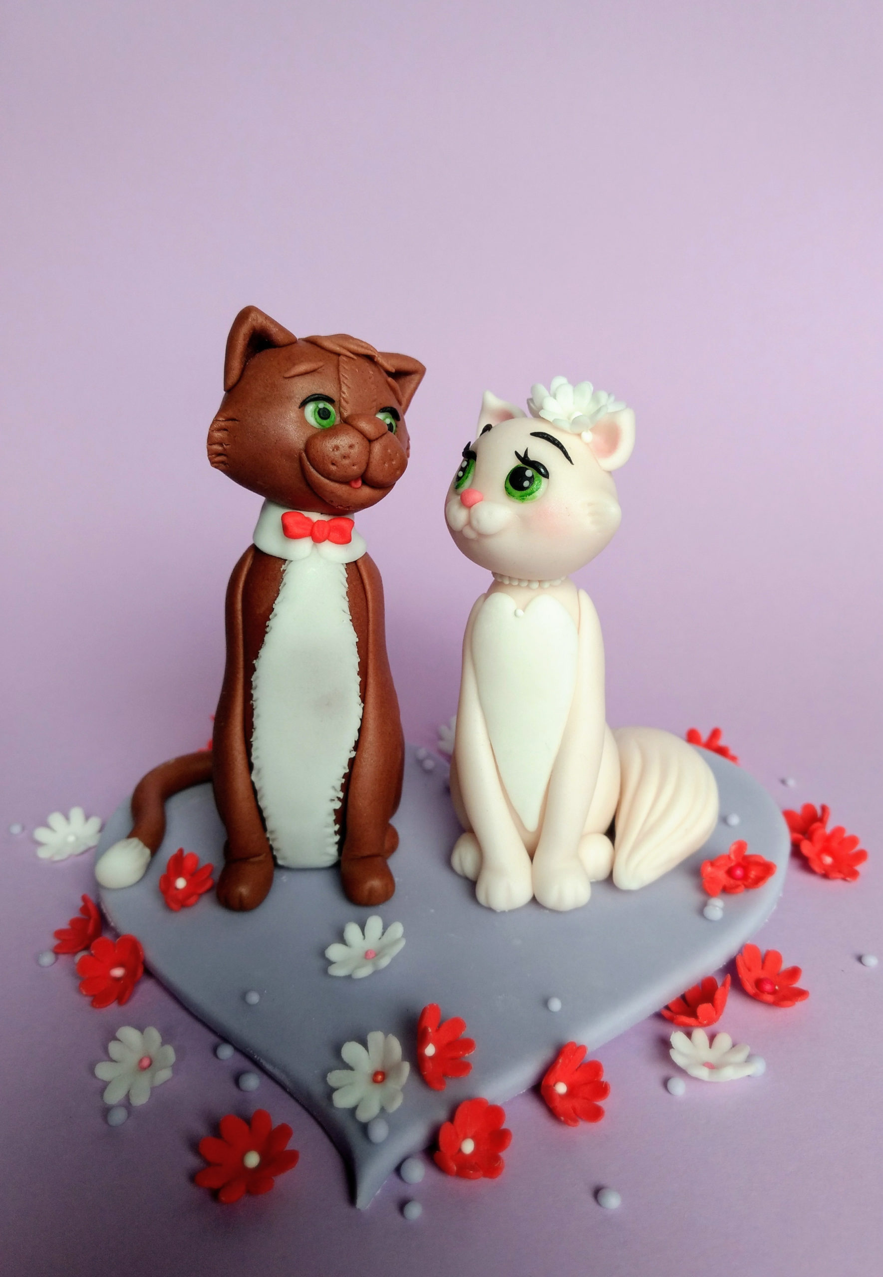Brautpaar Figur für Hochzeitstorte Katzen Fondant